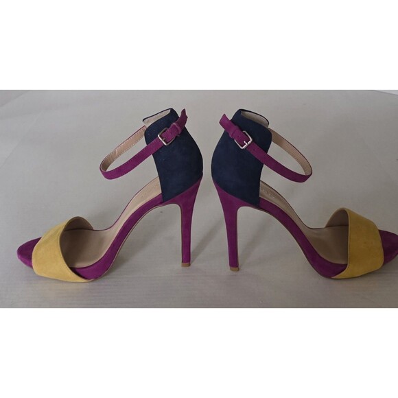 Sole Society Sheila Navy Purple Ankle Strap Stiletto Heels Color Block Size 8.5 - Picture 8 of 16